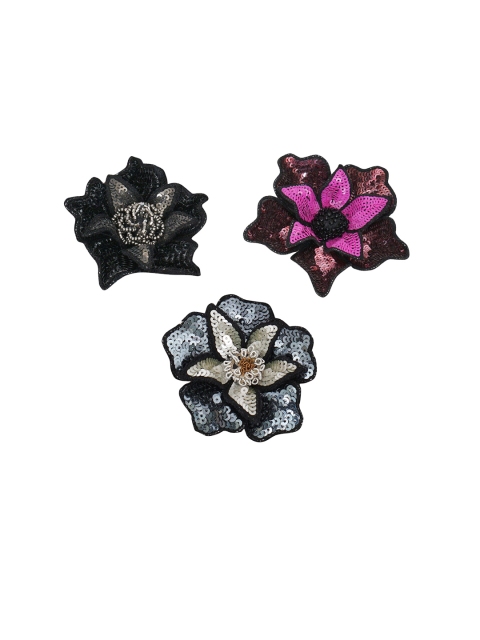 

Diwaah Set of 3 Cotton Embellished Brooches, Pink