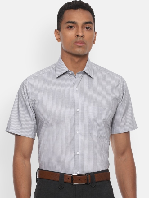 

Van Heusen Men Grey & White Regular Fit Striped Formal Shirt