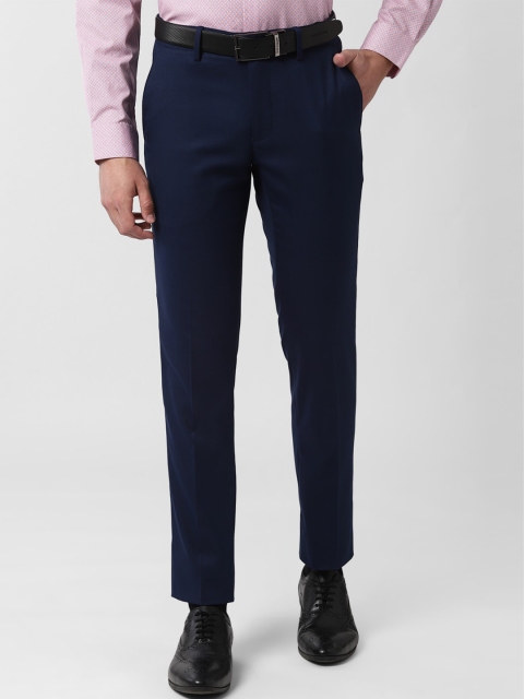 

Peter England Men Navy Blue Slim Fit Solid Formal Trousers