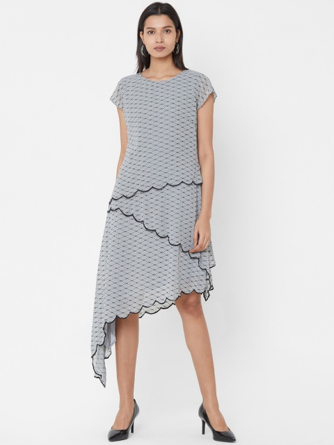 

Vedic Women Grey Printed Fit and Flare Dress