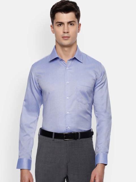 

Van Heusen Men Blue & White Slim Fit Printed Pure Cotton Formal Shirt