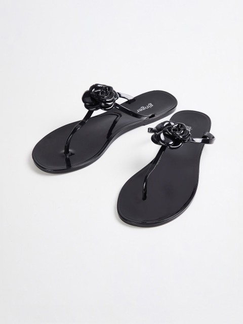 

Ginger by Lifestyle Women Black Solid T-Strap Flats