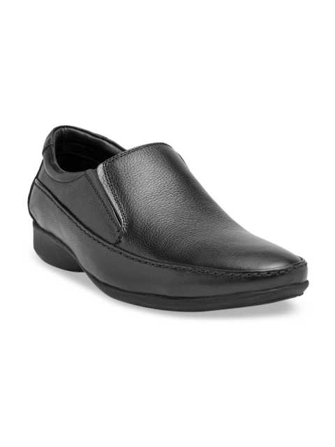 

Teakwood Men Black Solid Genuine Leather Formal Slip-Ons