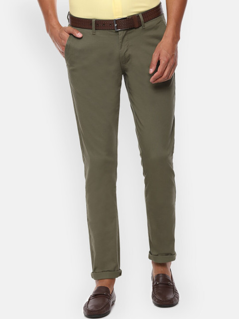 

Van Heusen Sport Men Olive Green Slim Fit Solid Regular Trousers