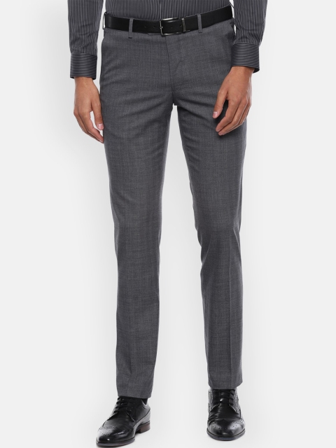 

Van Heusen Men Grey Slim Fit Checked Formal Trousers