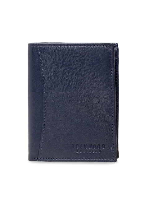 

Teakwood Leathers Men Navy Blue Solid Two Fold Wallet