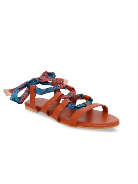 

Siendo Desi Women Tan Brown Printed Open Toe Flats