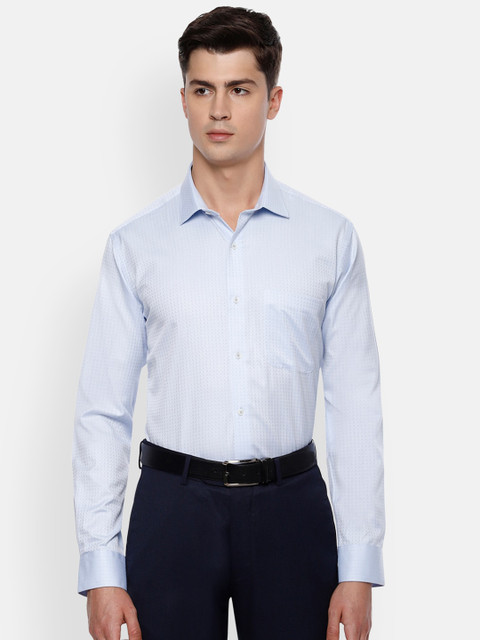 

Van Heusen Men Blue Regular Fit Self Design Pure Cotton Formal Shirt