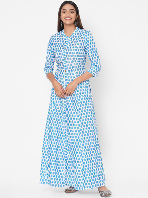 

Vedic Women Blue Printed Maxi Dress