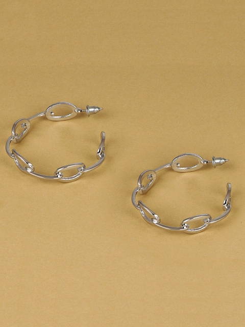 

Jewelz Silver-Toned Contemporary Hoop Earrings