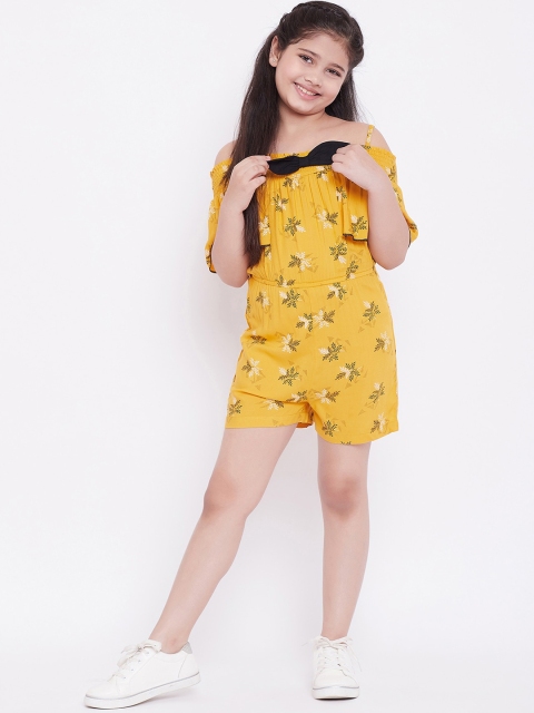 

Stylo Bug Girls Yellow Printed Playsuit