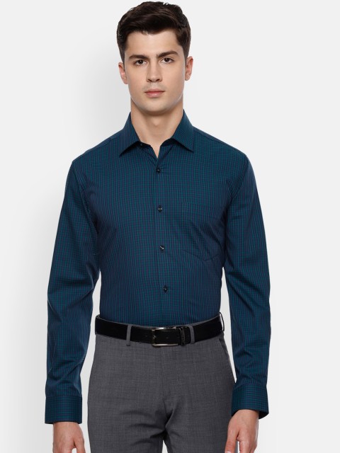 

Van Heusen Men Navy Blue Regular Fit Checked Casual Shirt