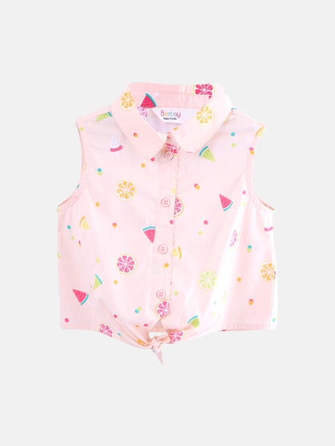 

Beebay Peach-coloured Printed Pure Cotton Regular Top