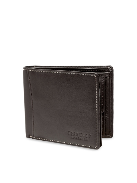 

Teakwood Leathers Men Black Solid Leather RFID Two Fold Wallet