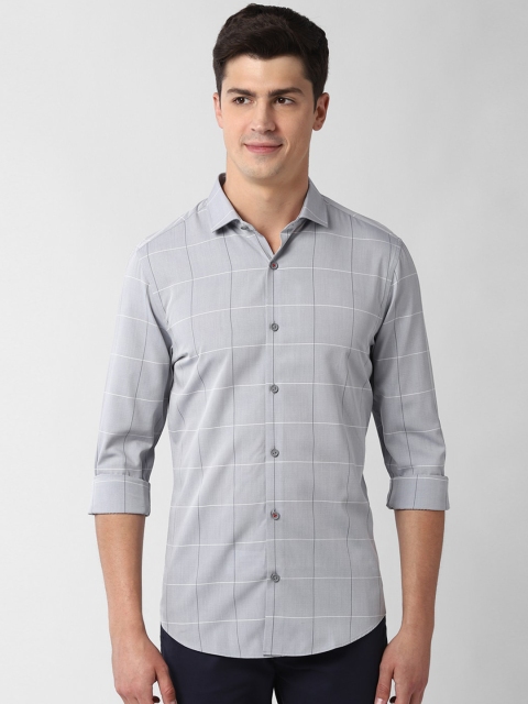 

Peter England Men Grey Slim Fit Checked Casual Shirt