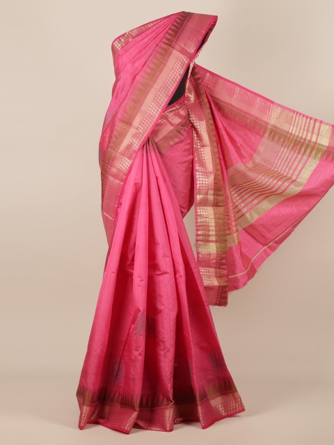 

Pothys Pink Solid Jute Silk Saree