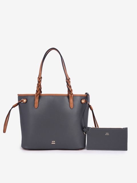 

LYN Grey Solid Shoulder Bag With Pouch