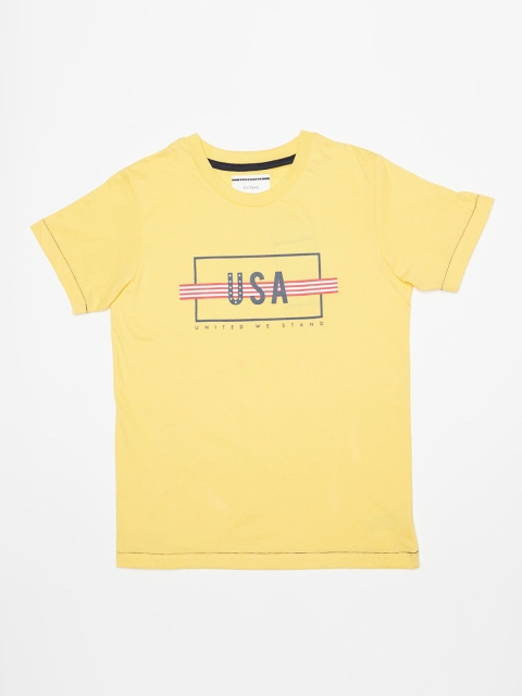 

Octave Boys Yellow Printed Round Neck T-shirt
