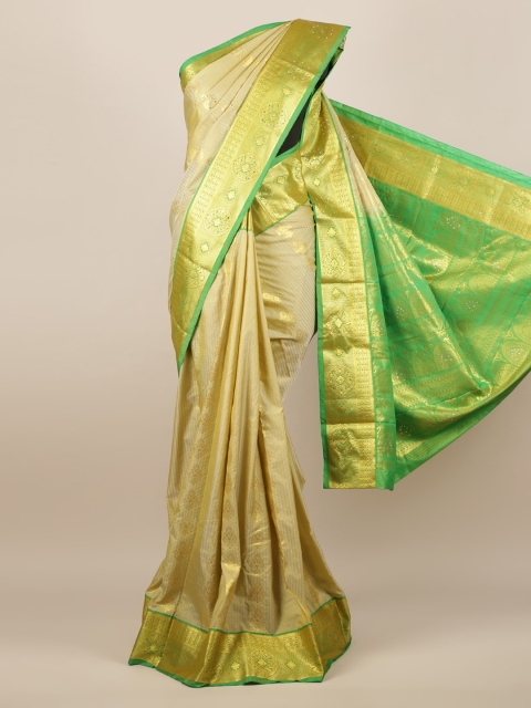 

Pothys Cream-Coloured & Gold-Toned Art Silk Woven Design Saree