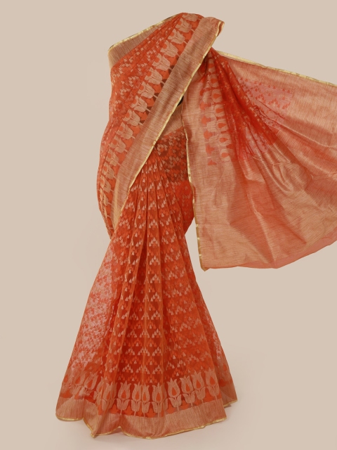 

Pothys Orange & Beige Supernet Woven Design Saree