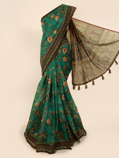 

Pothys Green Printed Cotton Blend Saree