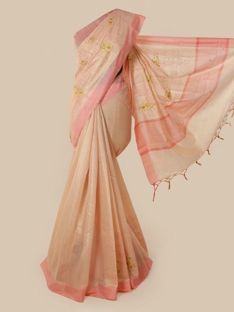 

Pothys Peach-Coloured Woven Design Tissue Saree