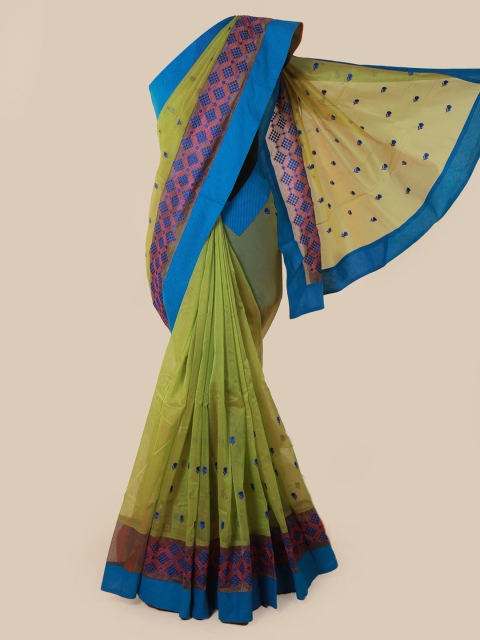 

Pothys Green Embroidered Supernet Saree