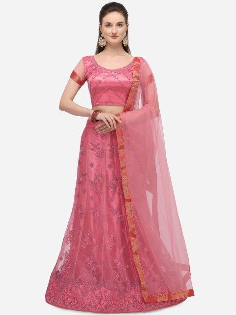 

Netram Pink Semi-Stitched Lehenga & Blouse with Dupatta