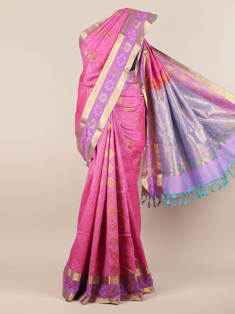 

Pothys Pink & Gold-Toned Pure Silk Woven Design Saree