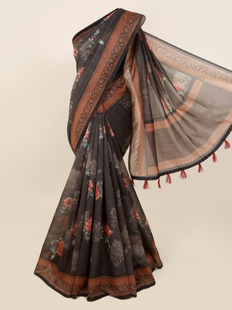 

Pothys Green Printed Cotton Blend Saree