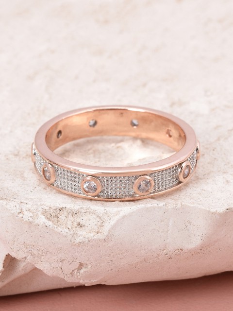 

Tistabene Rose Gold-Plated & White AD-Studded Band Finger Ring