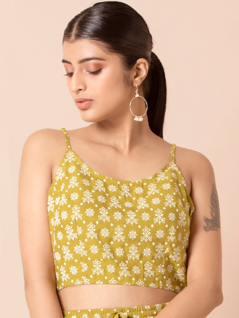 

Indya Green Printed Regular Crop Top