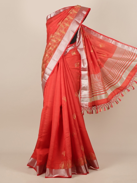 

Pothys Red Woven Design Jute Silk Saree