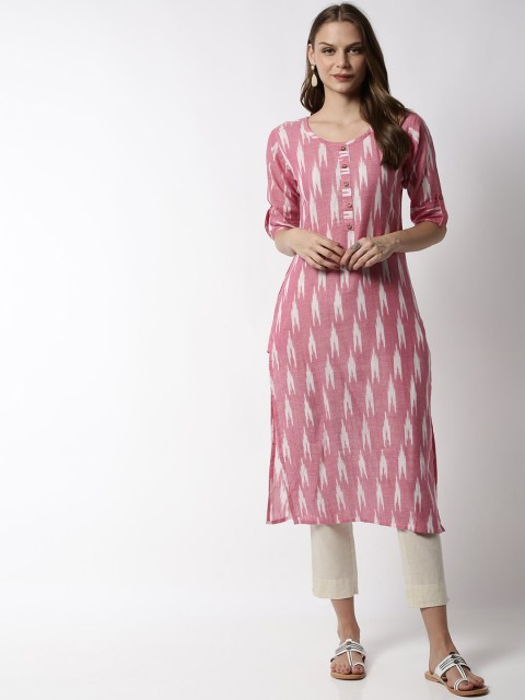 

Soch Women Pink Geometric Printed Straight Kurta