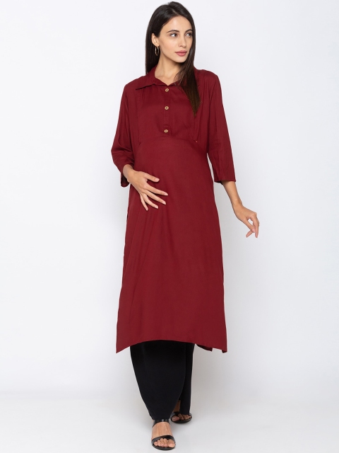 

Momtobe Women Maroon Maternity Kurta