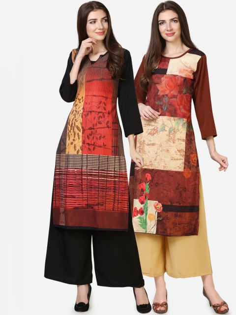 

Florence Women Pack Of 2 Printed Kurta with Palazzos, Red