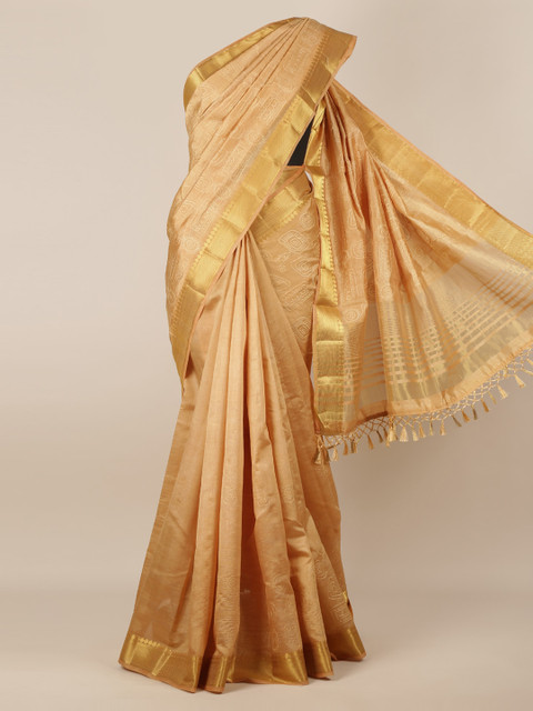 

Pothys Gold-Toned Solid Jute Silk Saree