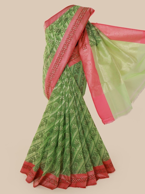 

Pothys Green & Pink Tissue Woven Design Saree