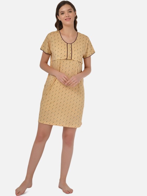 

Klamotten Beige & Green Printed Maternity Nightdress