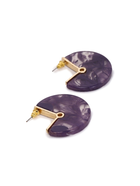 

FOREVER 21 Purple & Gold-Toned Circular Drop Earrings