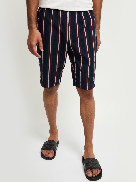 

max Men Navy Blue Striped Lounge Shorts