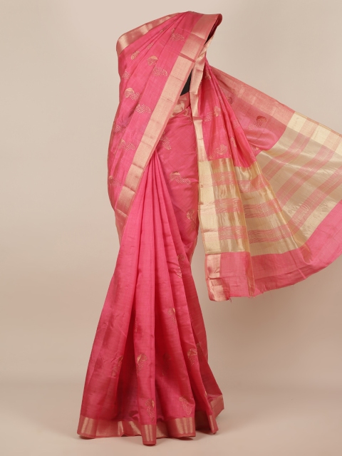 

Pothys Pink Woven Design Jute Silk Saree
