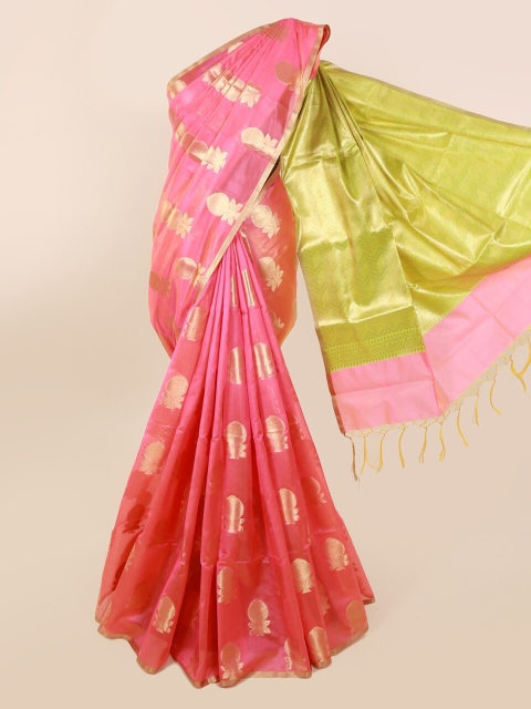 

Pothys Pink & Gold-Toned Silk Cotton Woven Design Saree