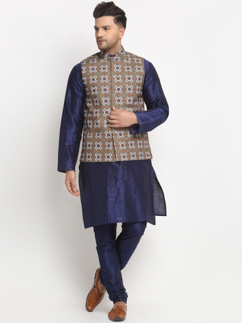

Benstoke Men Blue Solid Kurta with Pyjamas