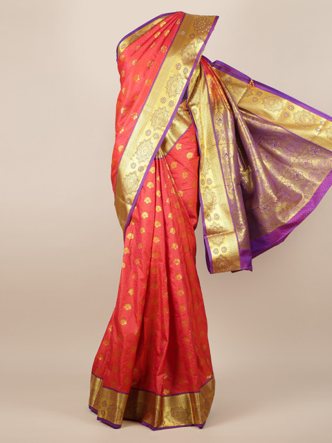 

Pothys Pink & Gold-Toned Art Silk Woven Design Saree