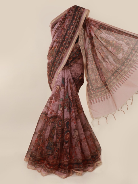 

Pothys Pink & Black Cotton Blend Printed Saree