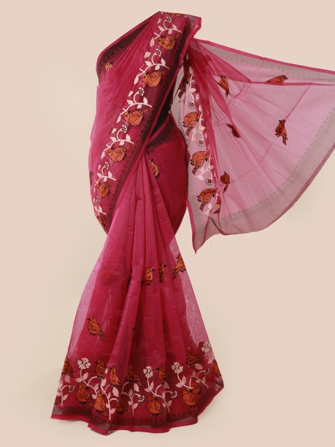 

Pothys Pink Embroidered Supernet Saree