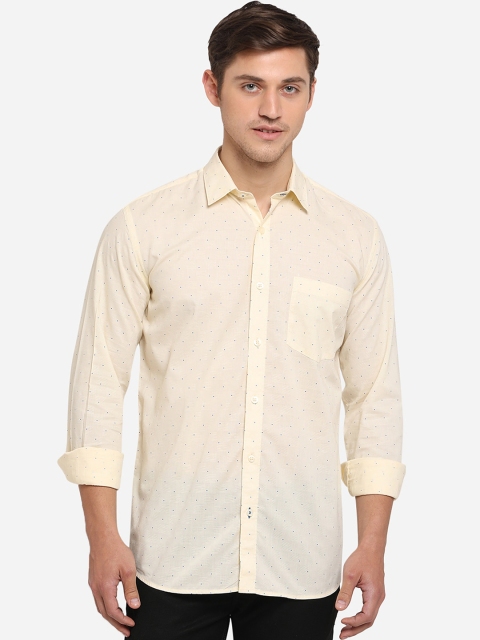 

Greenfibre Men Cream-Coloured Slim Fit Printed Casual Shirt
