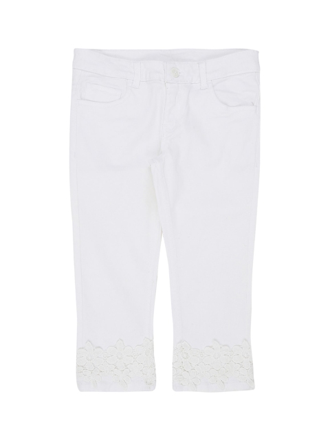 

Pantaloons Junior Girls White Regular Fit Solid Trousers