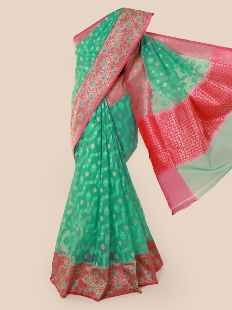 

Pothys Green & Pink Tissue Woven Design Saree